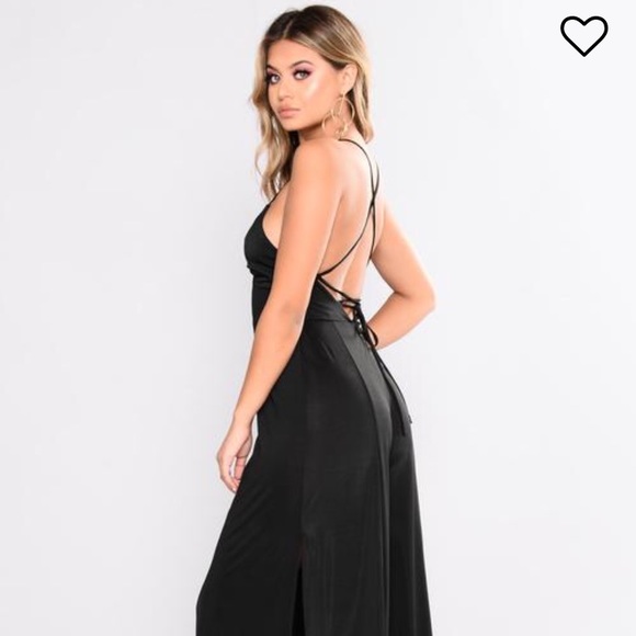 Black slit leg jumpsuit - Picture 1 of 7